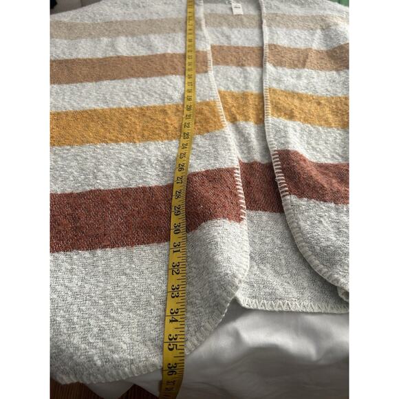 Aerie Striped Oversized Poncho Ruana Womens One Size Gray Brown Yellow Boho NWT - Picture 7 of 7